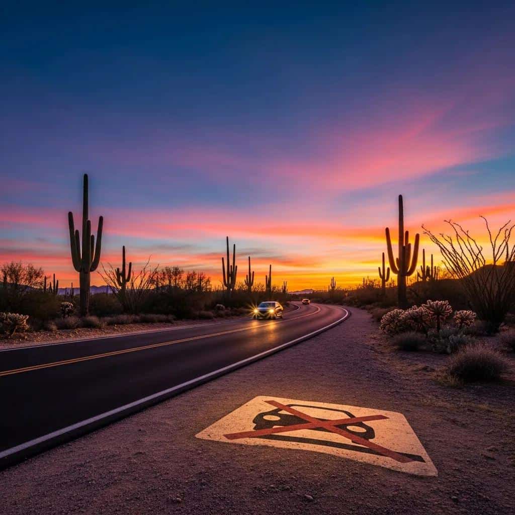 Arizona landscape with a road representing DUI laws and driving safety
