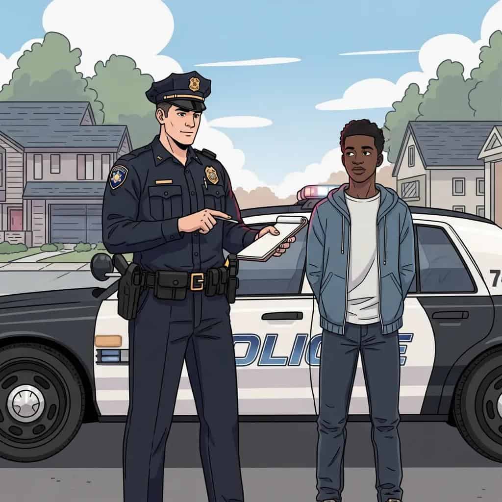 Officer explaining rights during an arrest—know your legal protections