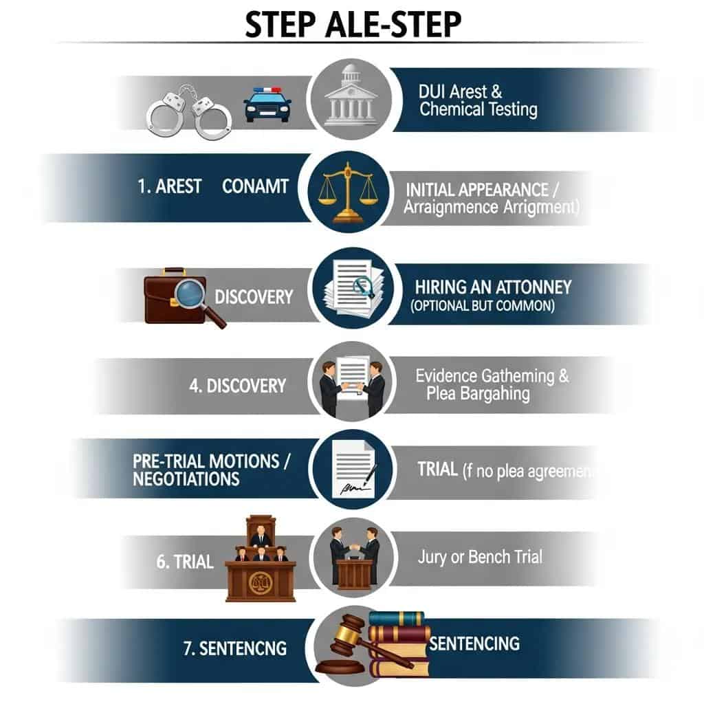 Visual representation of the DUI court process steps for felony charges in Arizona