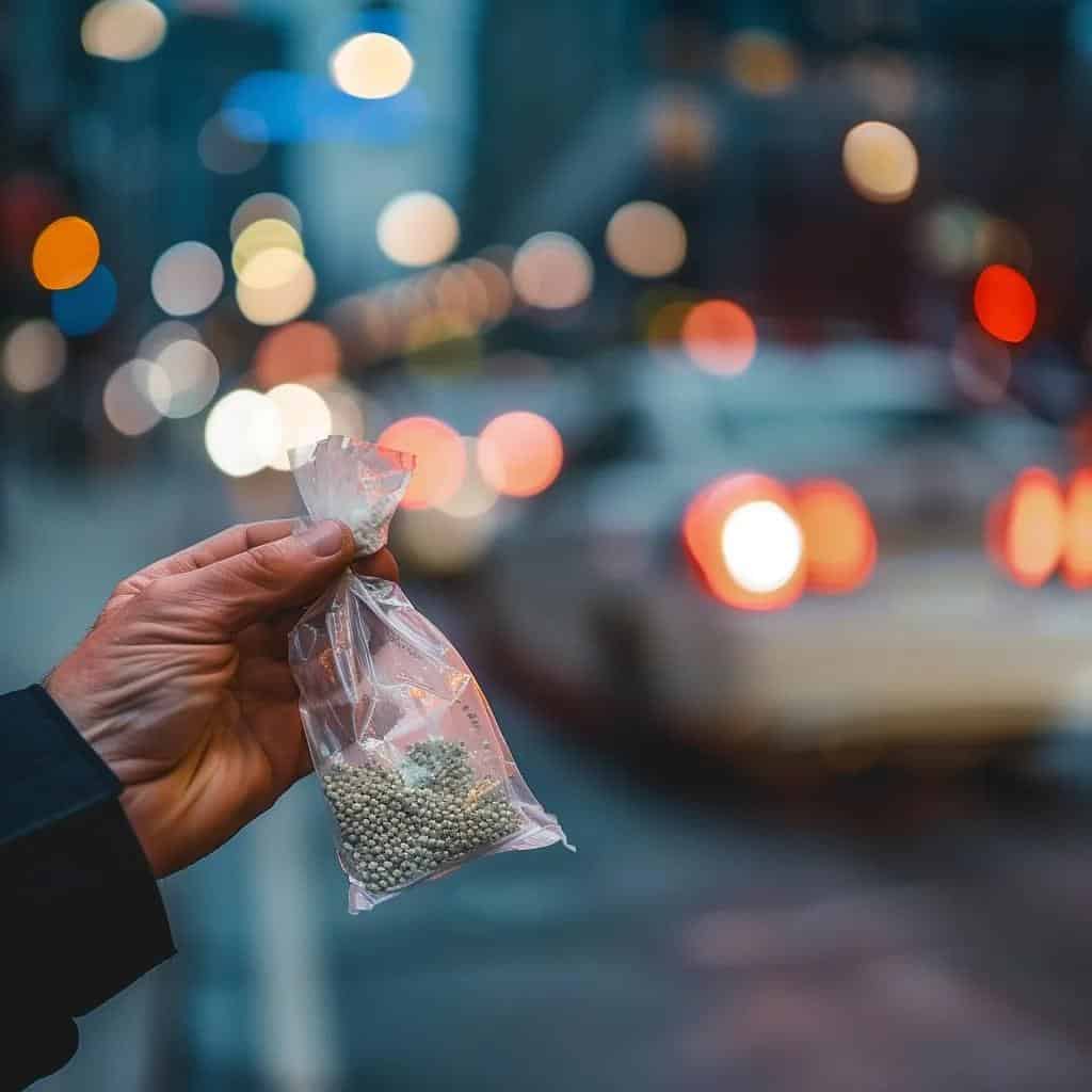 Police officer holding illegal drugs highlighting penalties for drug possession in Arizona