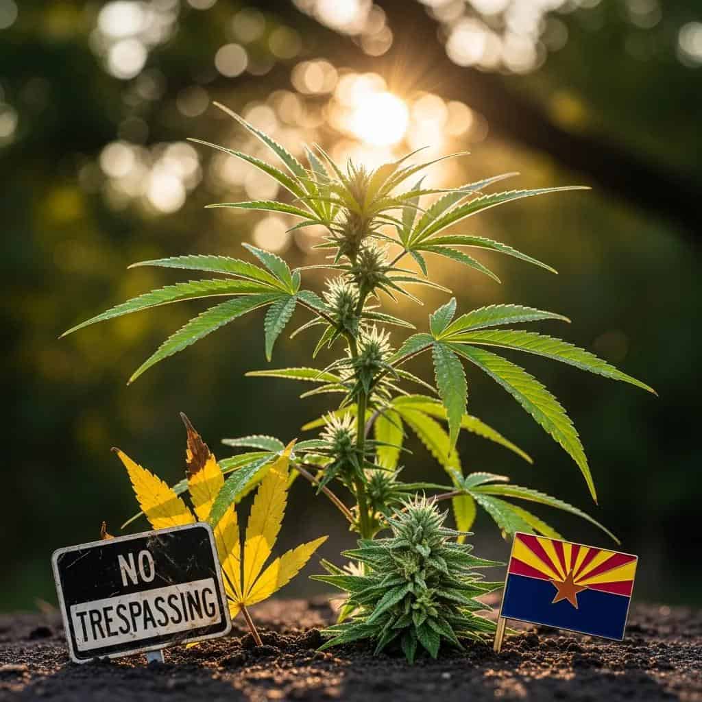 Cannabis plant in natural light representing current marijuana laws in Arizona