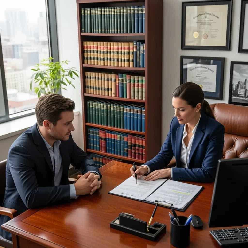 Defendant consulting with a lawyer about bail rights in Arizona