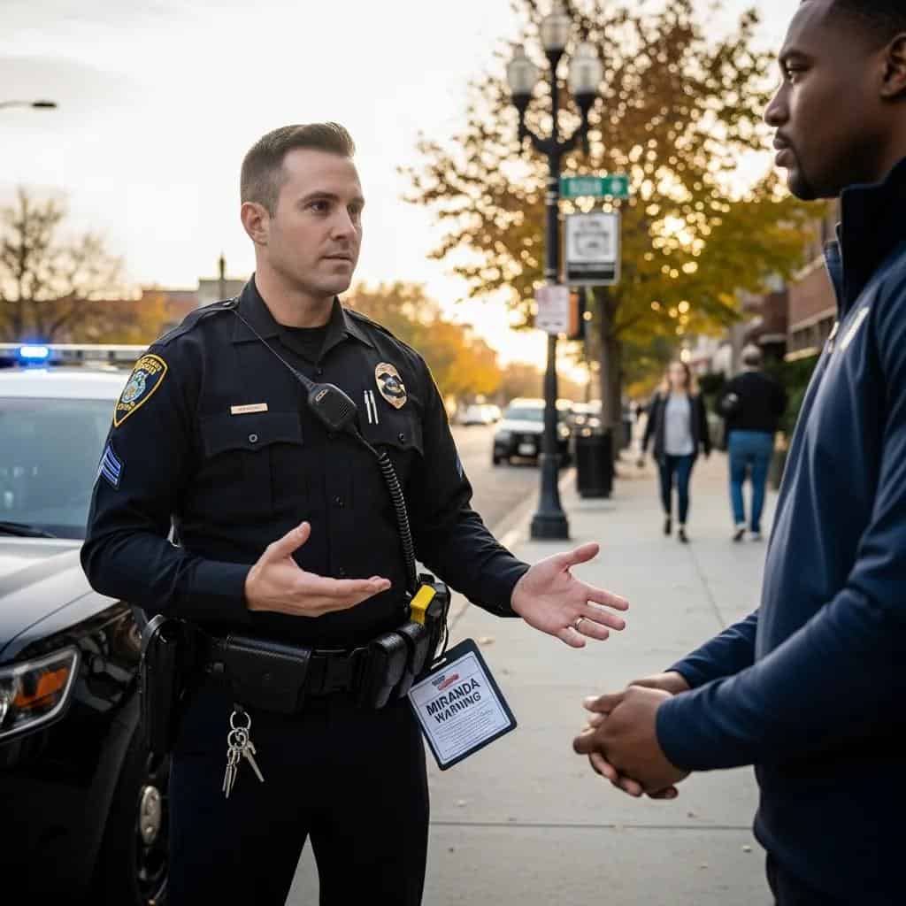 Police officer explaining arrest rights to a citizen in Arizona
